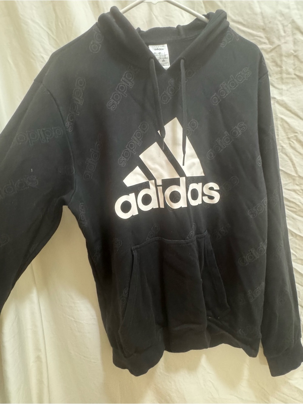 adidas Black Crewneck Hoodie with White Trefoil Logo